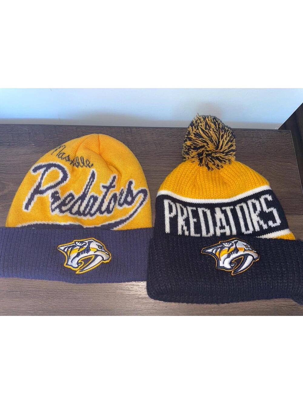 (2) Nashville Predators NHL Hockey Beanies Blue & Yellow ‘47 & Reebok Brands